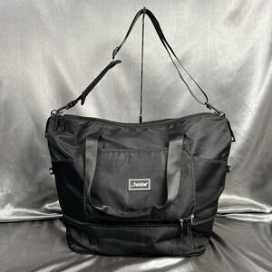 The Foldie Original Travel Expandable Foldable Tote Bag Black Carry On 40L Beach